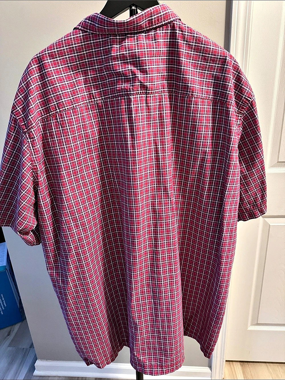Arrow Men's Plaid Short Sleeve Shirt in Red & White - Picture 3 of 4